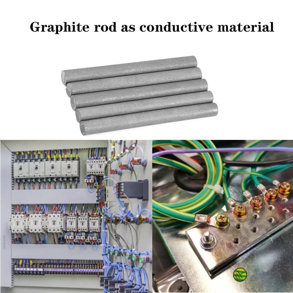 Uadme Graphit Elektrode – 5 Stück, Ø10x100 Mm, 99,9% Reinheit, Für Metallurgie & Elektronik