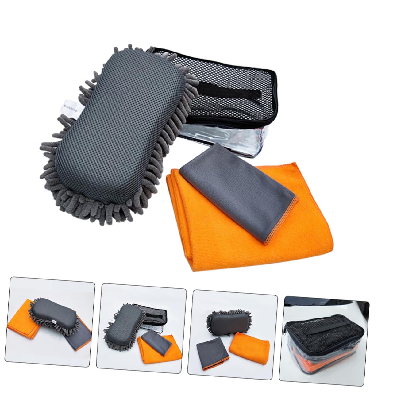 Multifunktionales Auto Reinigungsset mit Schwamm und Tuch Tragbarer Autopflege Schwamm für Outdoor Einsatz und Innenraum Reinigungstools für Effektive Fahrzeugpflege
