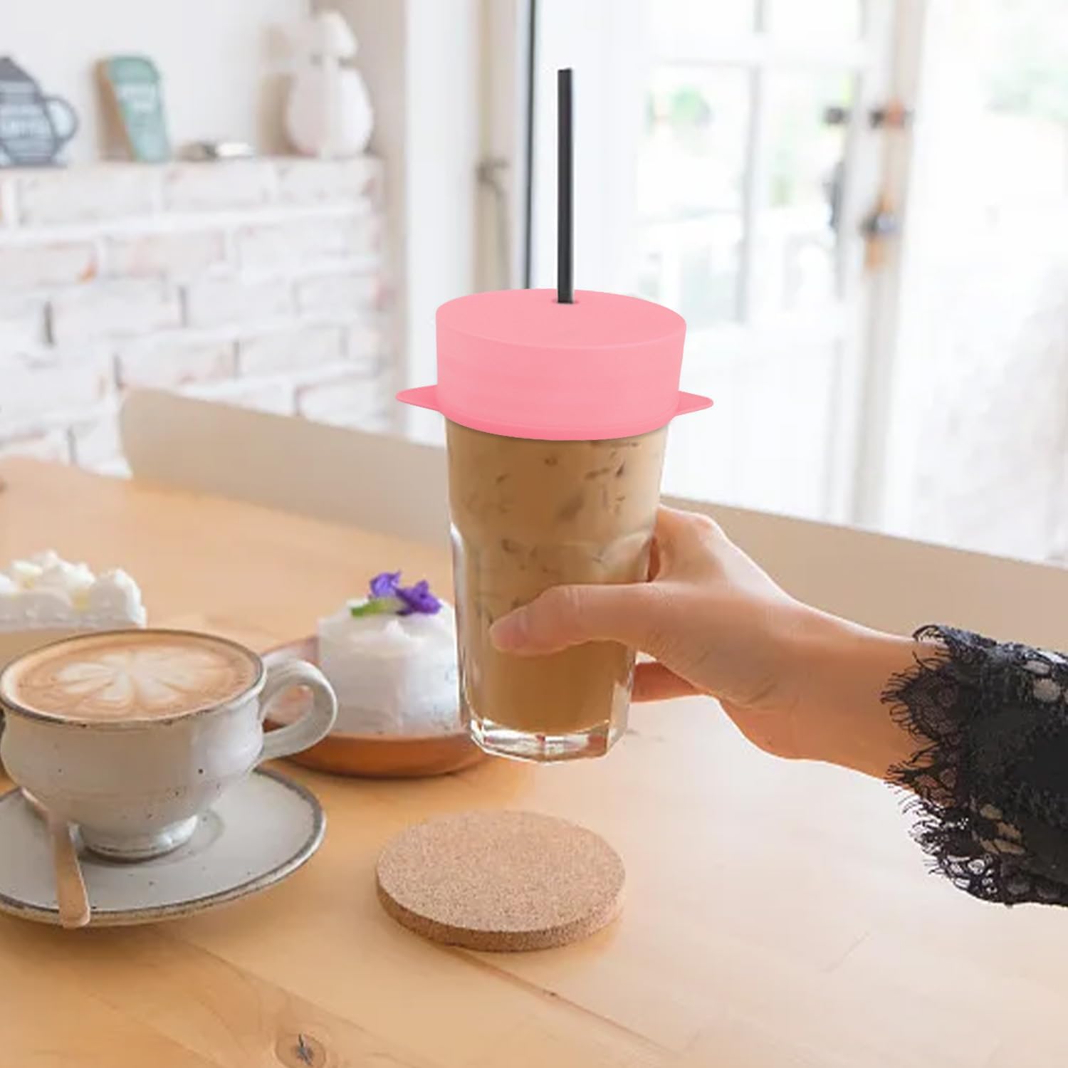 WJUAN 6 Couvercles Silicone Alimentaire - Réutilisables Pour Tasses Et Verres