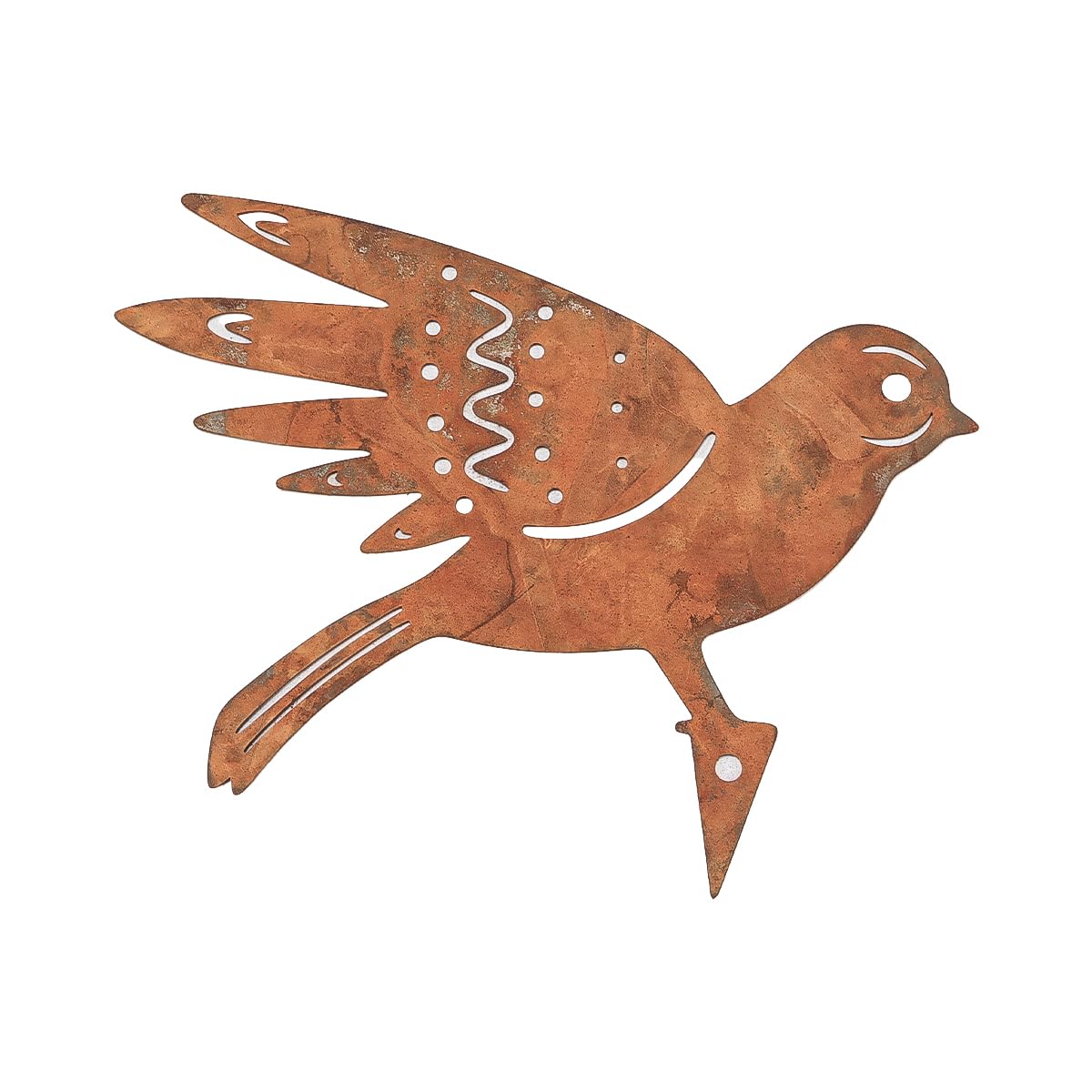 Paquete de 4 estacas de metal con pátina rústica para pájaros, ideales para vallas de madera y adornos de jardín.