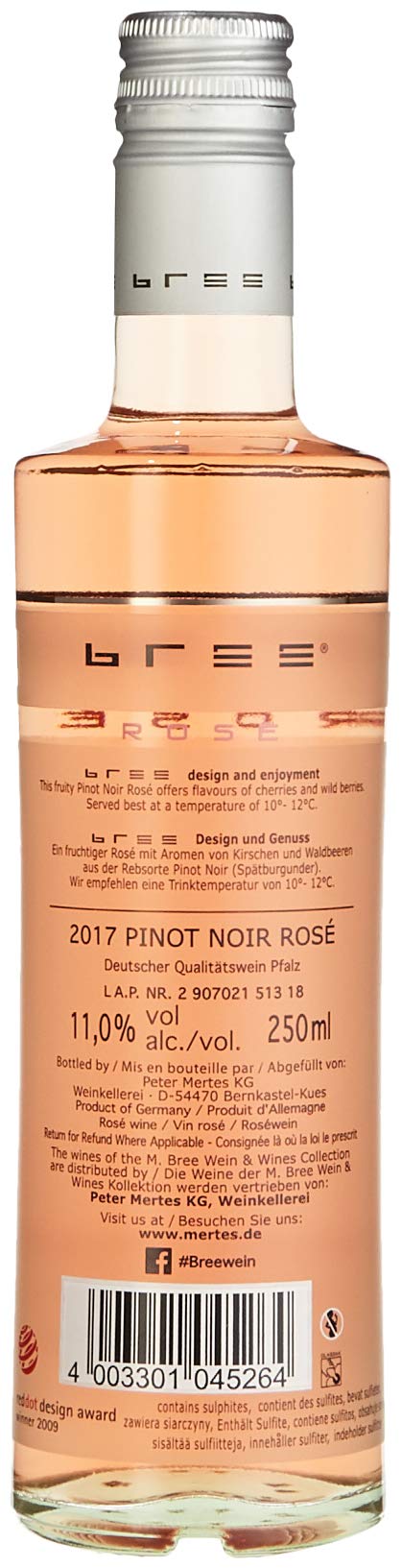 Bree Pinot Noir Rosé Qualitätswein, 12er Pack (12 x 250 ml)