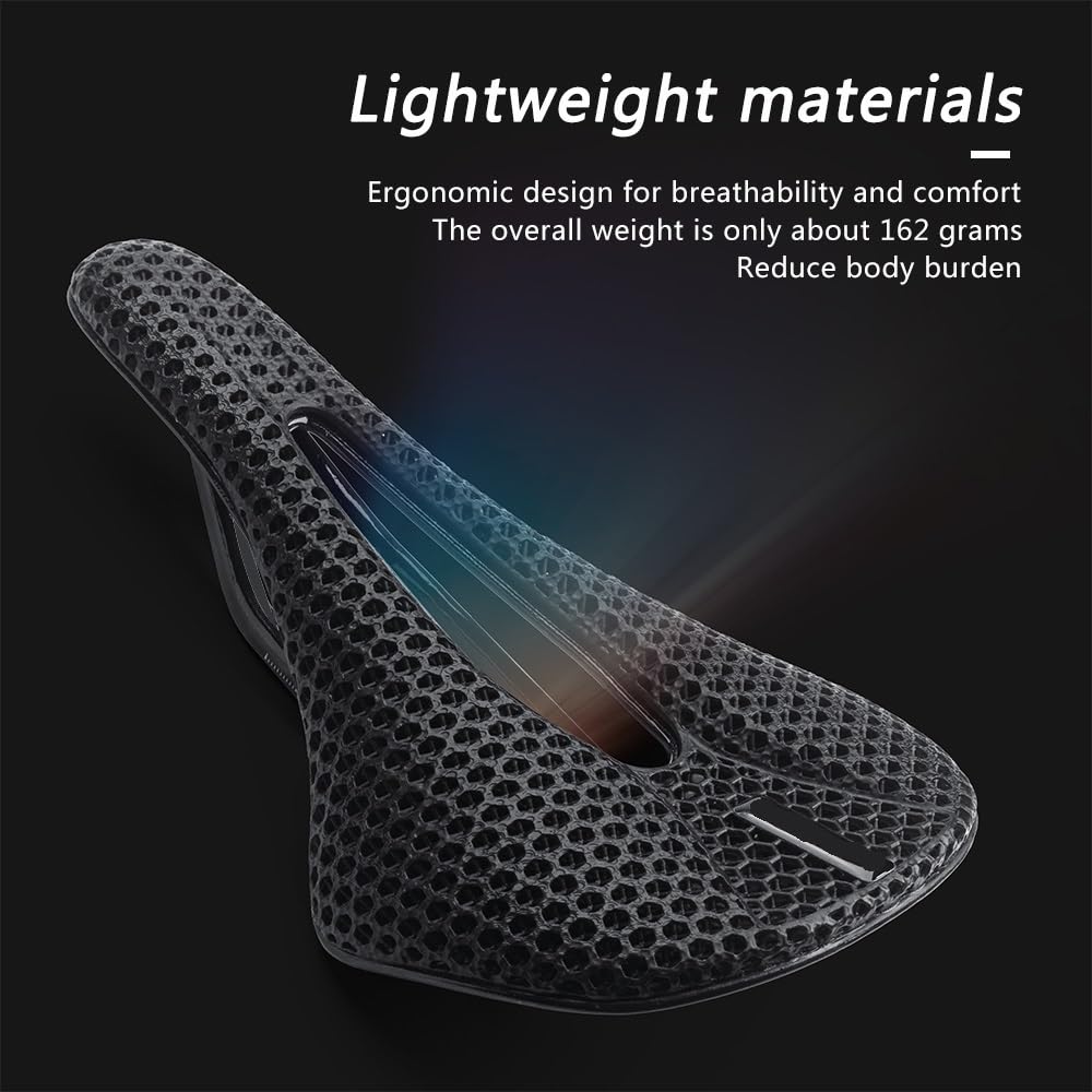 Bike Saddle,Fahrradsattel Vollcarbon 3D-Gedruckter Sattel 162 g Fahrradsitz Rennrad MTB Berg Kies Sitz for Männer Frauen Fahrradteile