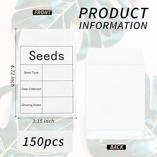 Miniatura 2 de 150 sobres de ahorro de semillas sobres de papel pequeños para semillas 47 x 32 pulgadas sobres resellables con plantilla de recolección de semillas