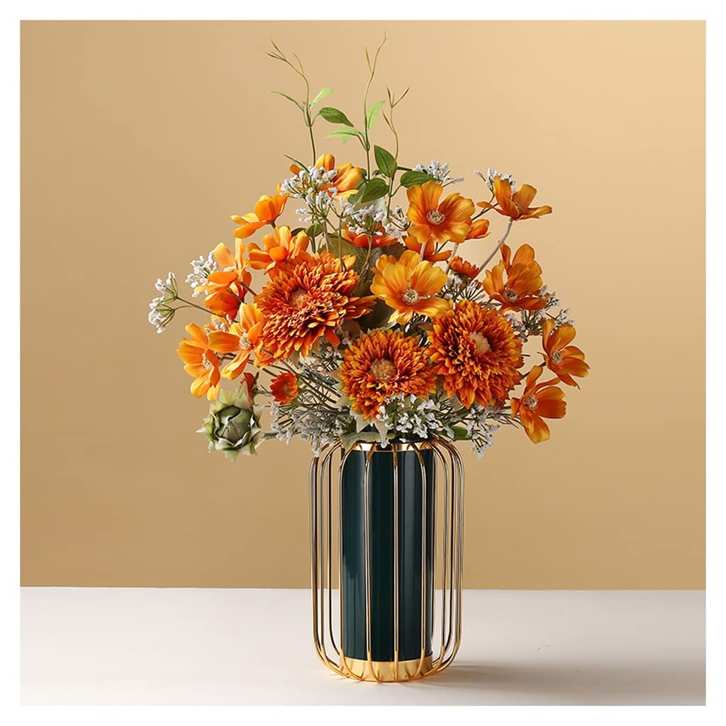AYCDL Artificial Flowers For Decoration Silk Fake Bouquets Arrangements Wedding Party Home Decor,Onecolor With Vase-Onecolor