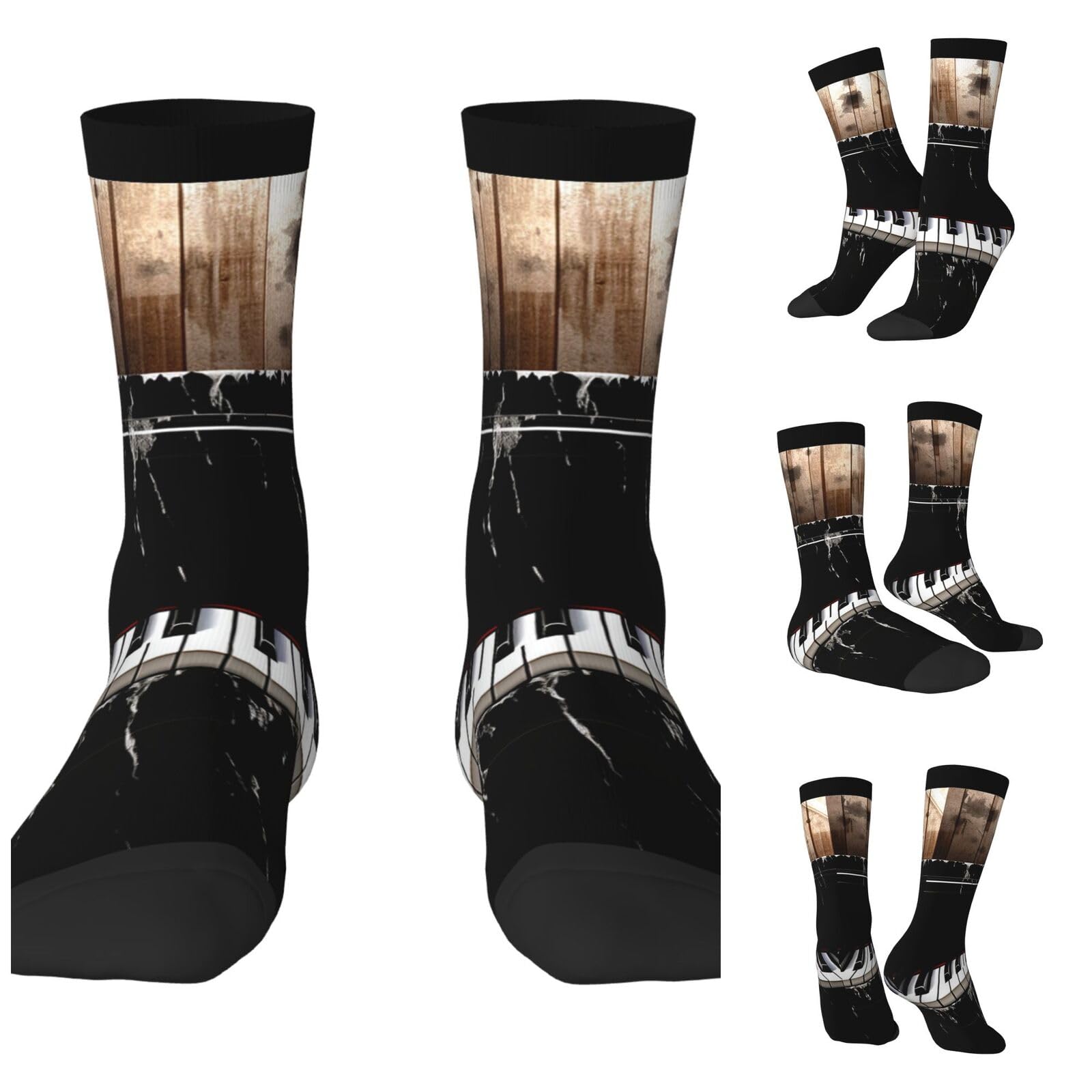 LZQPOEAS Piano Athletic Socks Unisex Cushioned Crew Socks Hiking Running Calf Sock Soft Above Ankle Sock