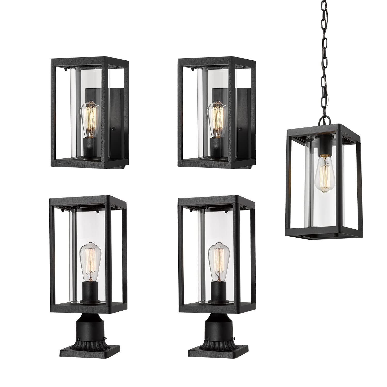 BeionxiiOutdoor Post Light, Outdoor Wall Lights Pendant Light - Bundle Set