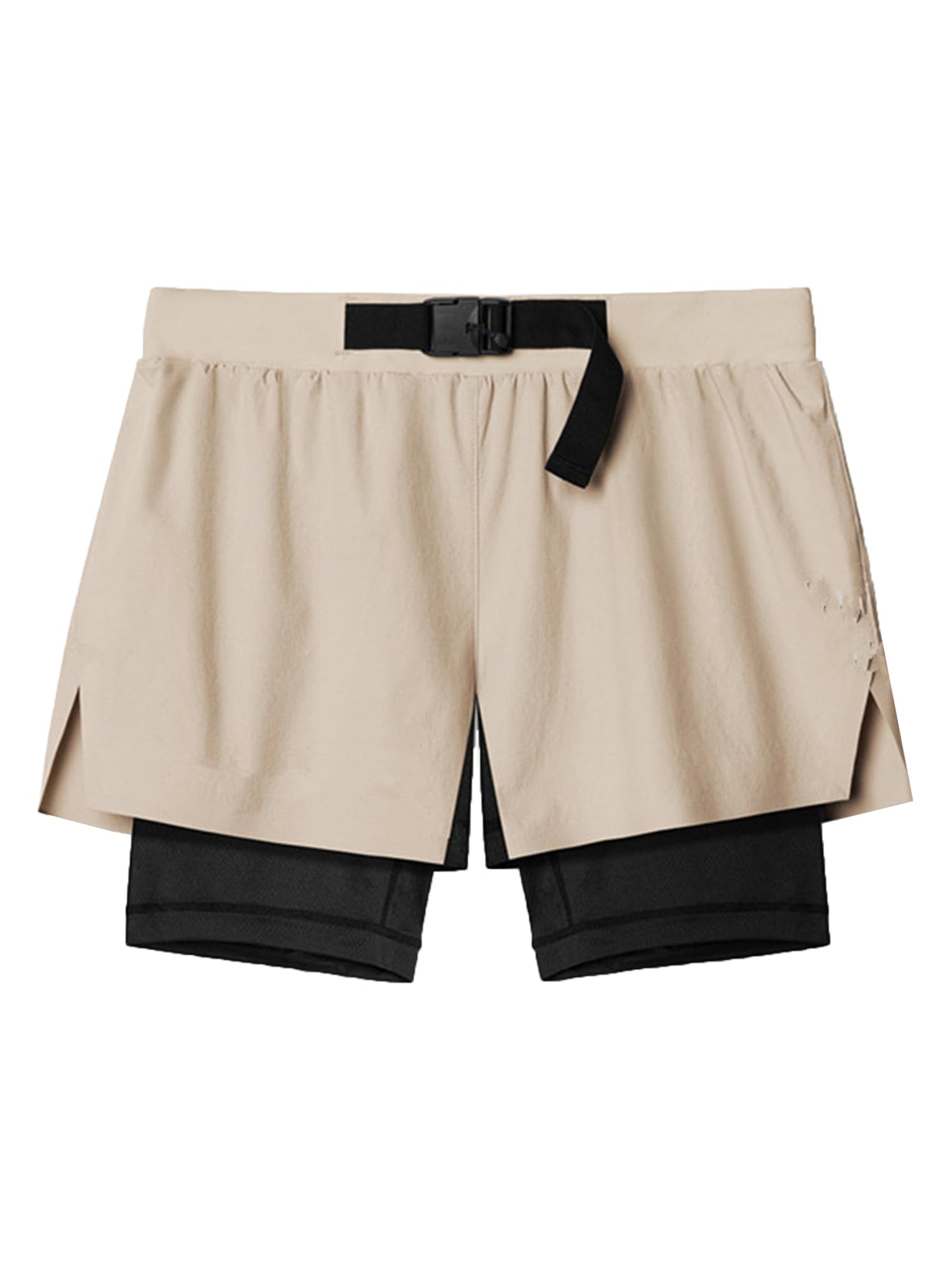 Jugaoge Mens Workout Running Sport Shorts 2 in 1 Sides Slit Shorts with Back Pocket Cycling Biking Shorts