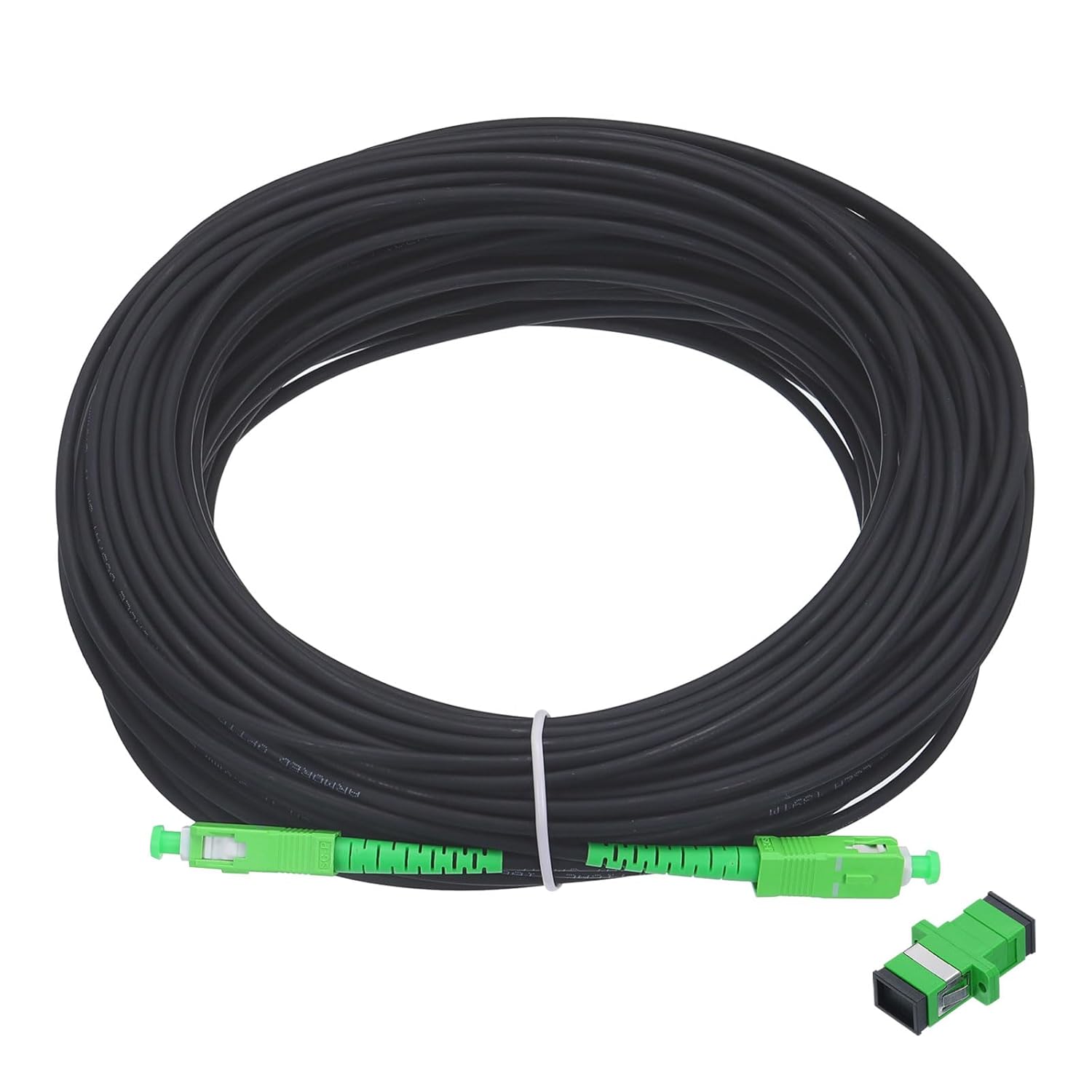 MECCANIXITY 1Pcs 98.4Ft Single Mode Simplex OS2 Fiber Optic Patch Cable LSZH SC/APC-SC/APC Armored Jumper Optical Black for Fiber Optic LAN Networks with Adapter