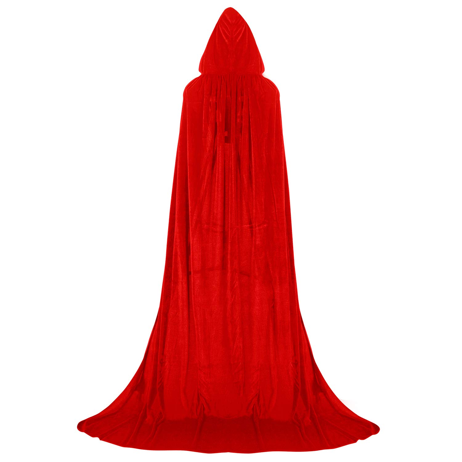 Proumhang Mantello con Cappuccio Lungo in Velluto Costume di Halloween Carnevale Natale Capo Masquerade Rosso