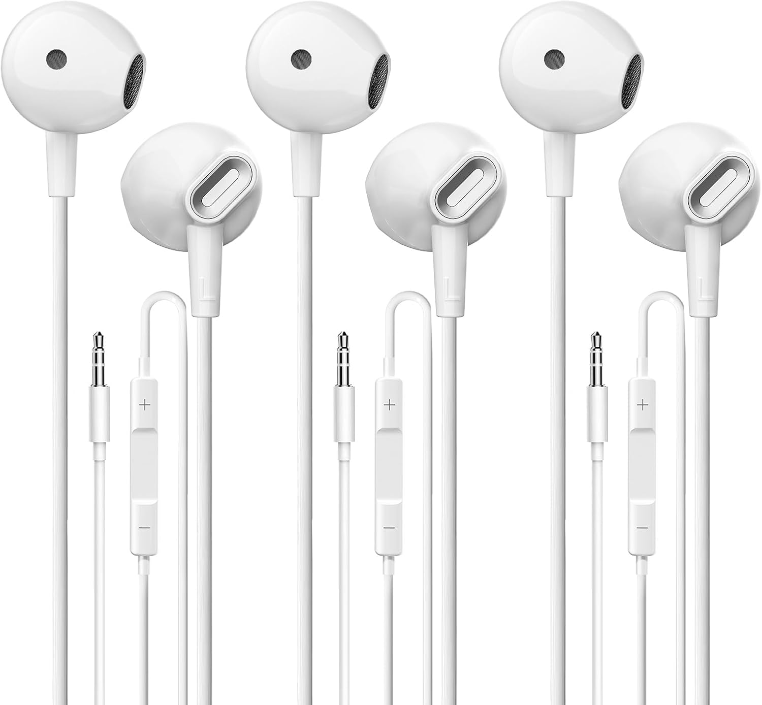 Wired Earbuds 3 Pack, in-Ear Headphones HiFi Stereo Earbuds, Wired Earphones with Microphone Volume Control Compatible with iPad, Laptop, MP3, Android Smartphones, Fits All 3.5mm Jack Device