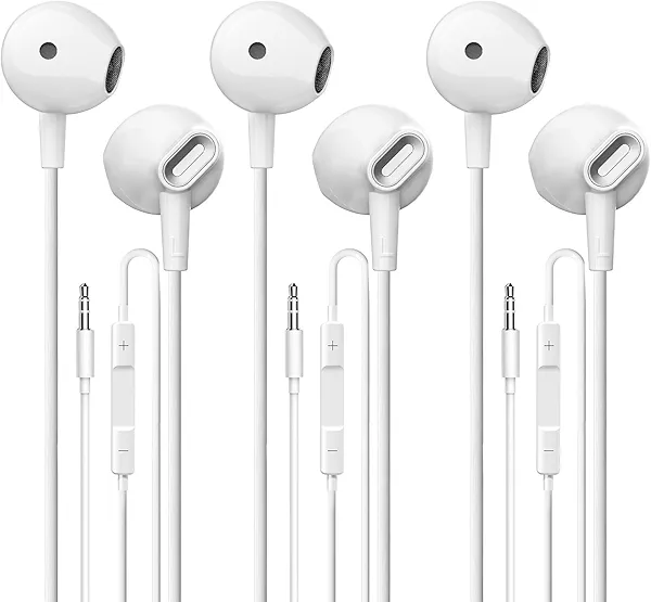 QWVFL Wired Earbuds 3 Pack, in-Ear Headphones HiFi Stereo Earbuds, Wired Earphones with Microphone Volume Control Compatible with iPad, Laptop, MP3, Android Smartphones, Fits All 3.5mm Jack Device