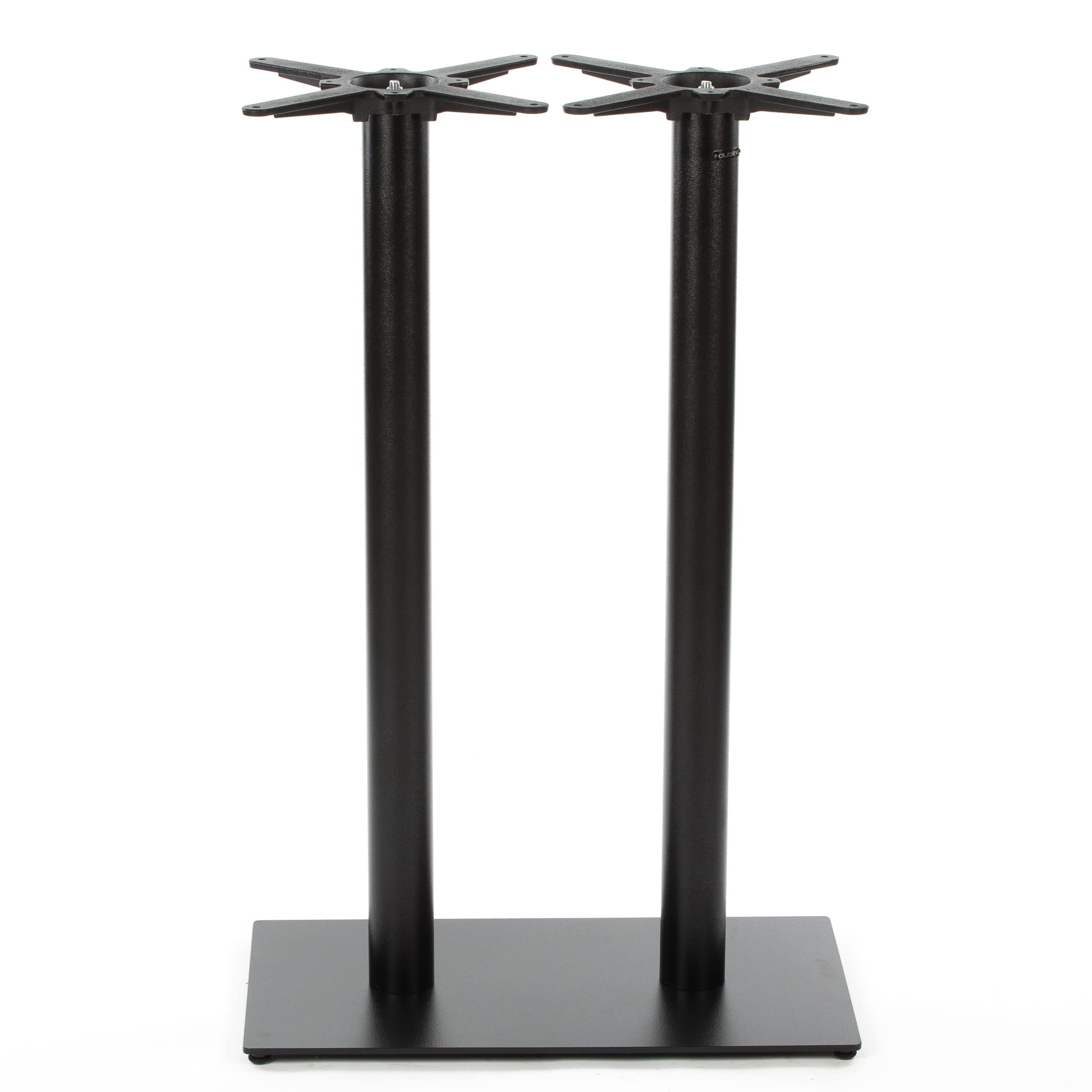 Premium Doppel-Stehtischgestell - PJ6592/110 | schwarz | Höhe 108 cm | Bodenplatte 75x40 cm | max. Tischplattengröße 120x70 cm | runde Stahlsäulen | Ideal für Stehtische