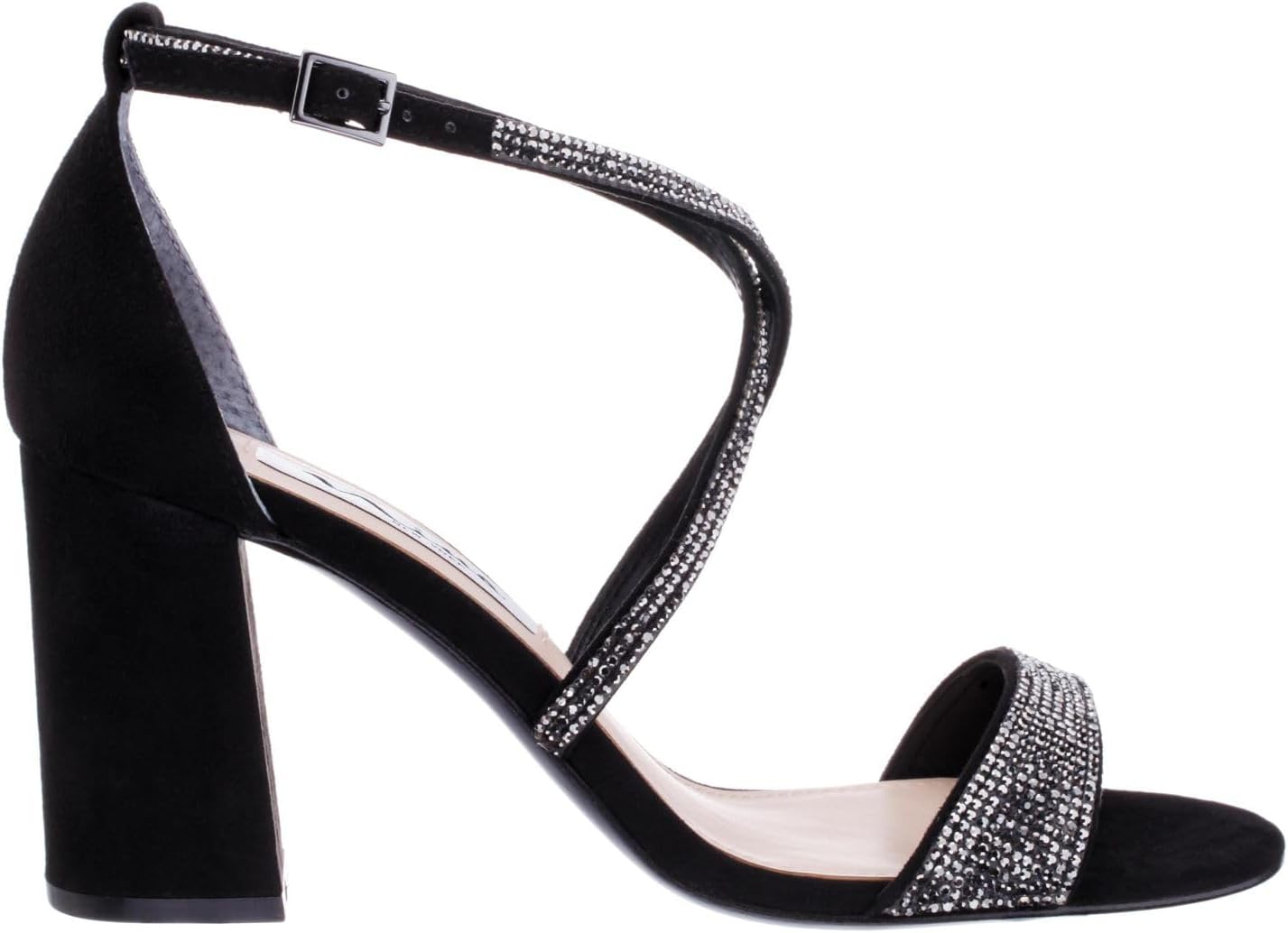 NINA Womens Henesi Suede Pumps Block Heel Black 11 Medium (B,M)