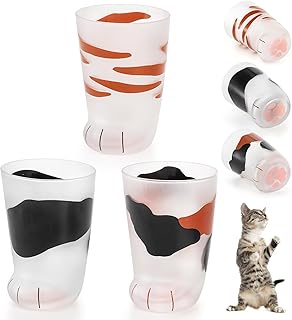 TOPZEA 3 Pack Novelty Cat Paw Cups, 10oz Cute Cat Claw Print Glass Coffee Mug Personality Cats Foot Breakfast Milk Cup Beverage Drinking Tumbler Glasses for Kids, Birthday Christmas Gift Set