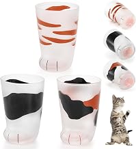 TOPZEA 3 Pack Novelty Cat Paw Cups, 10oz Cute Cat Claw Print Glass Coffee Mug Personality Cats Foot Breakfast Milk Cup Beverage Drinking Tumbler Glasses for Kids, Birthday Christmas Gift Set