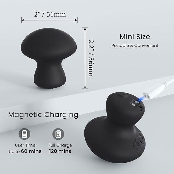 Handheld Massage Ball, Portable Waterproof Rechargeable Mini Massage Tool (Black)