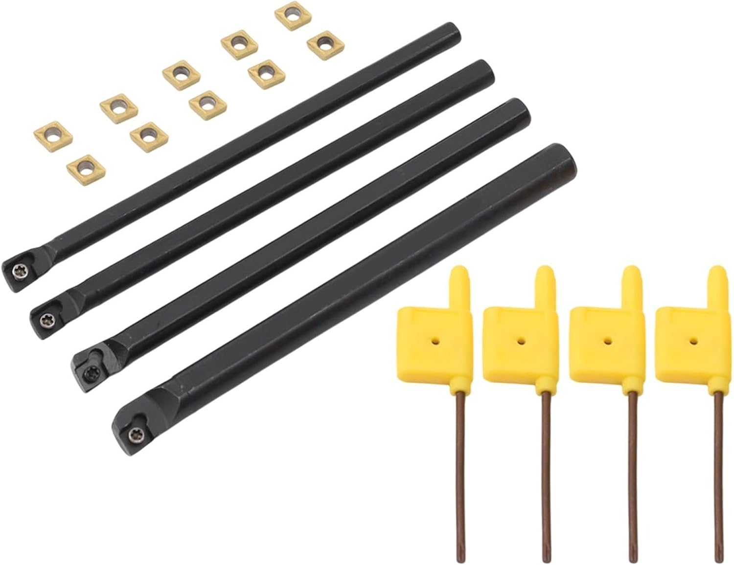 4-Piece Shank Metal CNC Lathe Boring Bar Set with Carbide Inserts (S06K/S07K/S08K/S10K-SCLCR06, Alloy Steel, 6–10mm Min Aperture, 125mm Length)