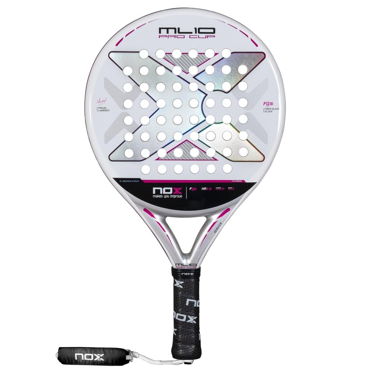 Padel Racket ML10 Pro Cup Silver by Miguel Lamperti 2025 | Lightweight Pala Padel | Carbon Frame & HR3 Core | Enhanced Spin & Control | Racket for Adults