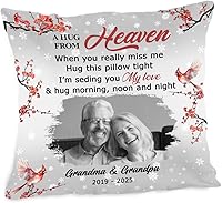 Vista 14 de ENCYCOM Almohada personalizada con texto en inglés "A Hug from Heaven", regalo de condolencias por pérdida de seres queridos, regalos de recuerdo