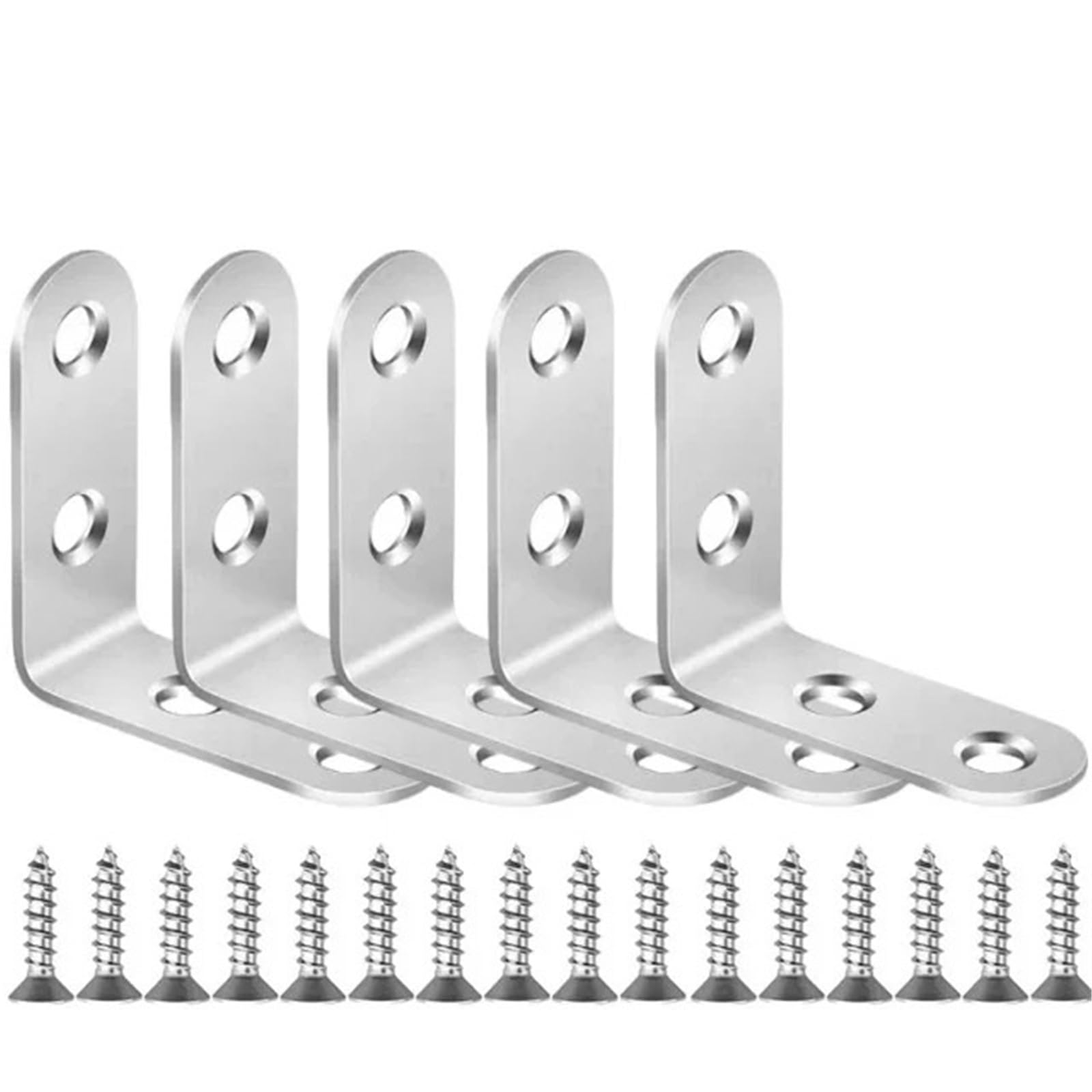 Rrypbovg 5Set-16X40mm L Brackets Stainless Steel With Screws Cabinet Corner Brace Joint Fastener Wood Screens Shelf Furniture Hardware(5Set-16X40mm)