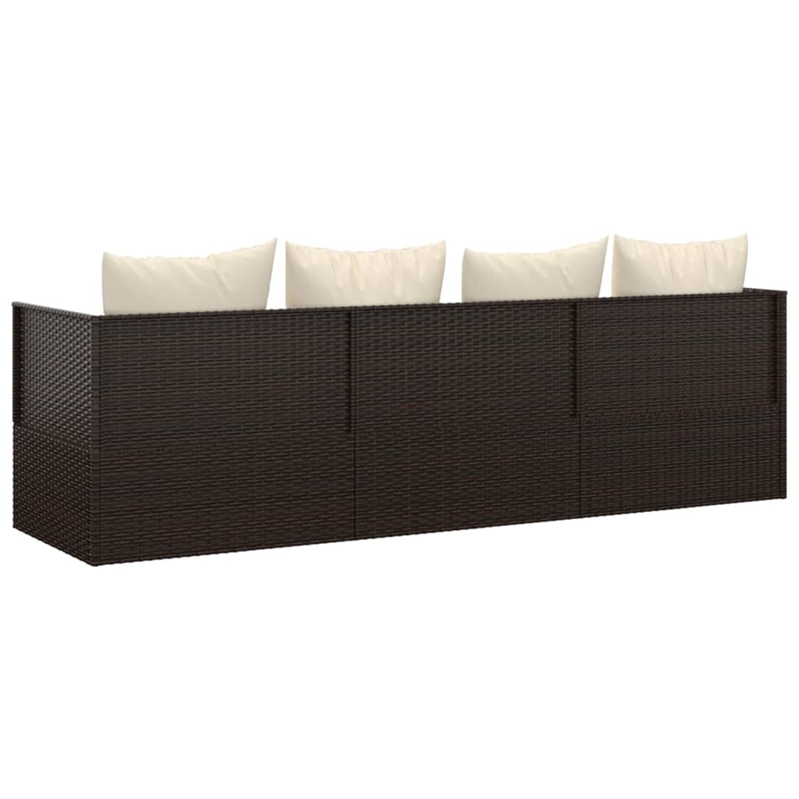 IKAYAA Sofá Jardín 3 Plazas de Ratán, Sofá de Exterior 3 Plazas, Sofas Terraza con Cojines Acolchados, Sofá 3 Plazas para Jardín Patio Terraza Marrón