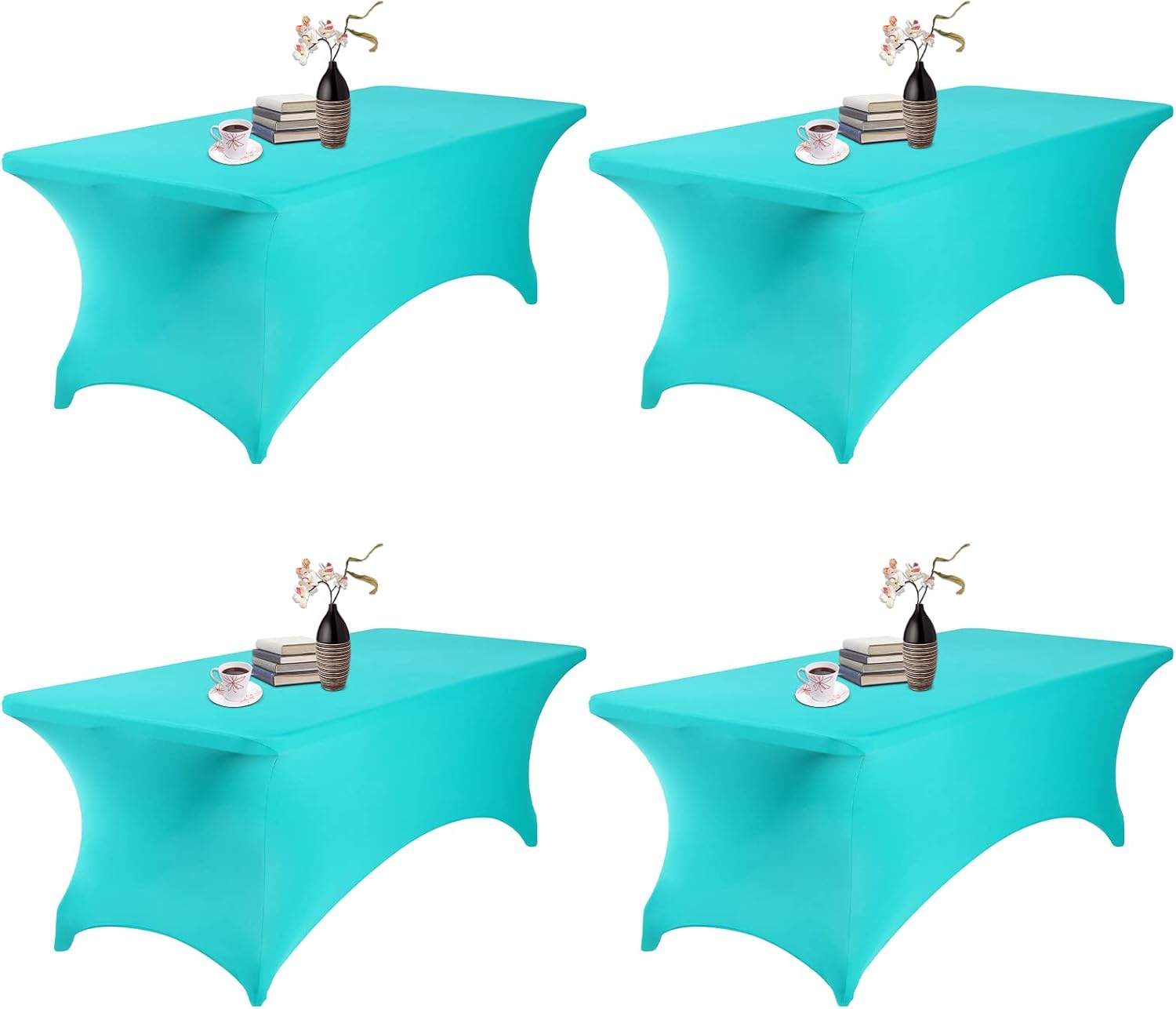 eccwai 4Pack Spandex Waterproof Table Covers 8ft，Spandex