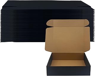 20 Pack 12x10x3 inches Black Shipping Boxes, Corrugated Mailer Boxes, Packaging Boxes for Products, Recyclable Cardboard Box, Flat Literature Mailers for Gifts, Small Business by Mailing