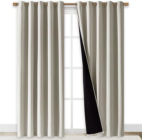 Miniatura 2 de NICETOWN Paneles de cortina de ventana 100% opacos, cortinas de bloqueo de luz fría y completa con forro negro para guardería, cortinas con