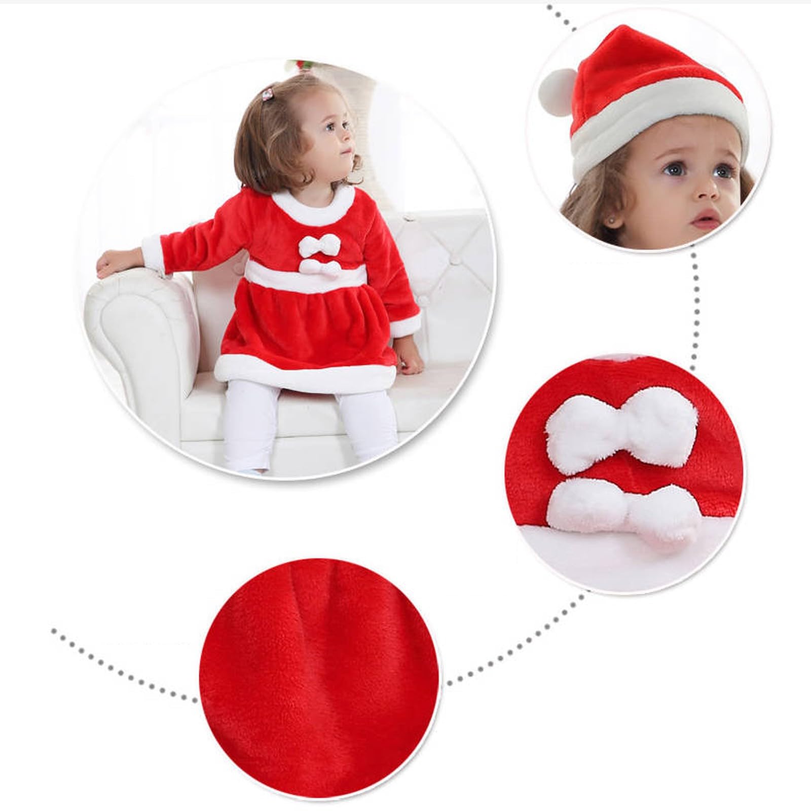 Costume da Babbo Natale per bambini, set da 3 pezzi con giacca, pantaloni e