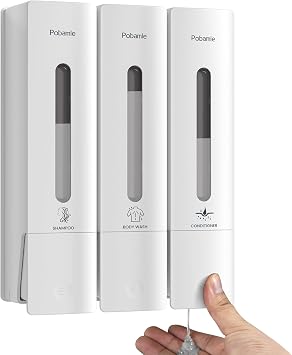shower soap dispenser wall mounted no drill shampoo and conditioner dispenser 3 chamber white