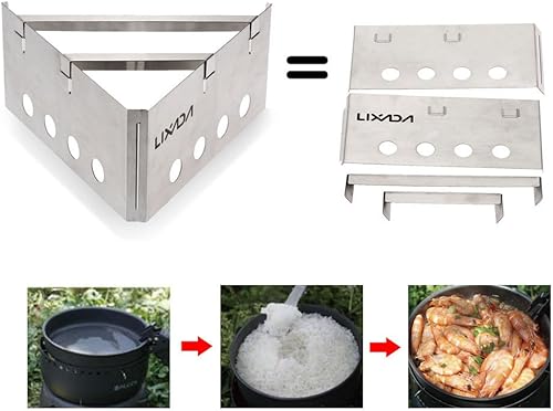 Estufa de leña, portátil de acero inoxidable, ligera, estufa de leña para cocinar al aire libre, picnic, camping, mochilero