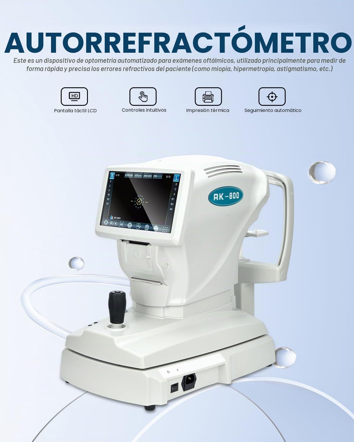 Medición automática del refractómetro El poder de la curvatura de la córnea Refractómetro automático con queratometro Óptico Op tometry Machine Autorefractor RK-800