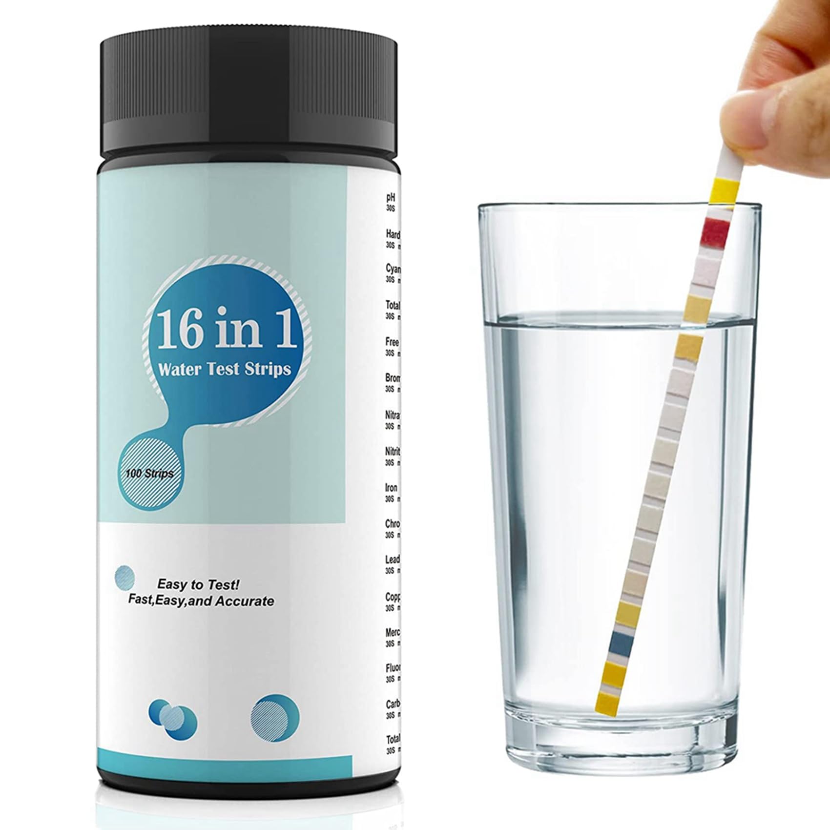 16 nel 1 Kit per il Test 'Acqua, 600 Pezzi di Strisce per il Test 'Acqua Potabile, Strisce per il Test 'Acqua di Rubinetto e di Pozzo e Test per PH,