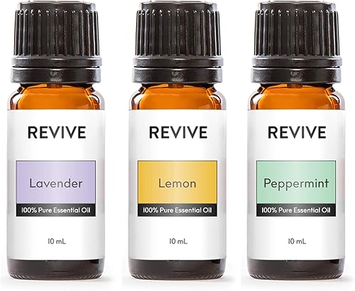 Revive Essential Oils - Kit de 3 aceites esenciales 100% puros, grado terapéutico, para difusor, humidificador, masaje, aromaterapia, cuidado de la