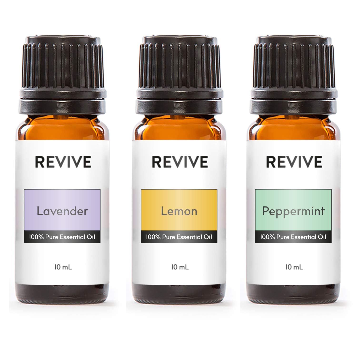 Top 3 Essential Oils Kit by Revive Essential Oils -100% Pure Therapeutic Grade, for Diffuser, Humidifier, Massage, Aromatherapy, Skin & Hair Care - Cruelty Free - Unrefined Oils with No Fillers