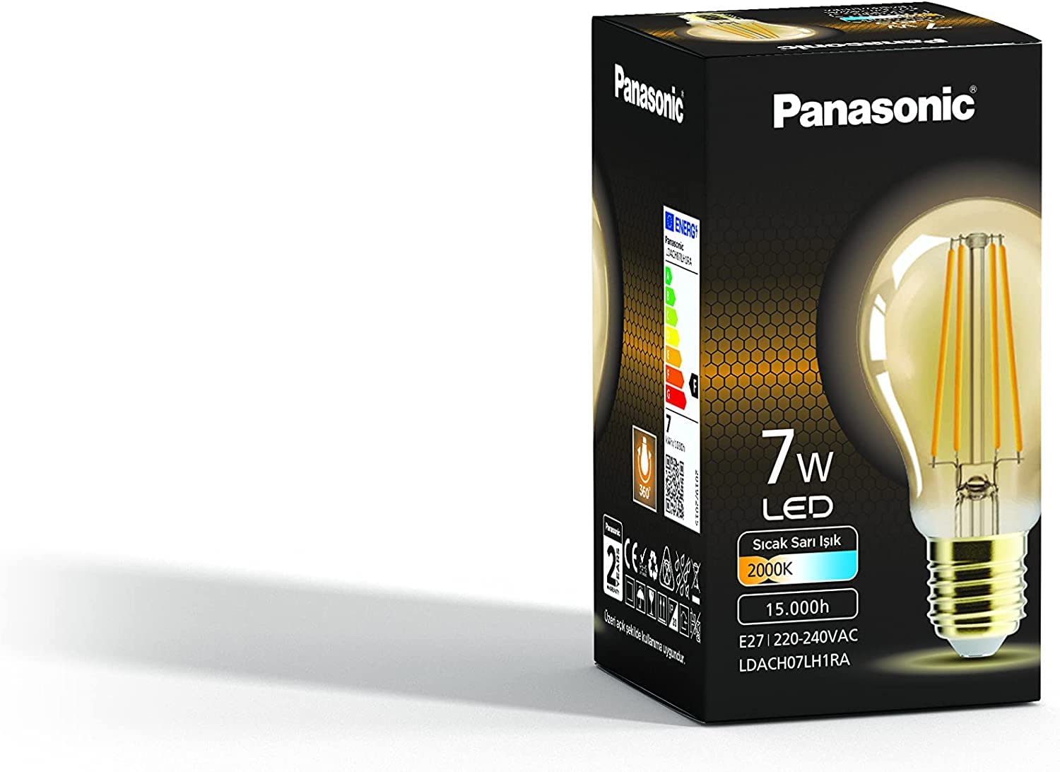 PANASONIC E27 FİL LAMBA, SARI IŞIK 7W 630LM 2000K GOLD : Amazon