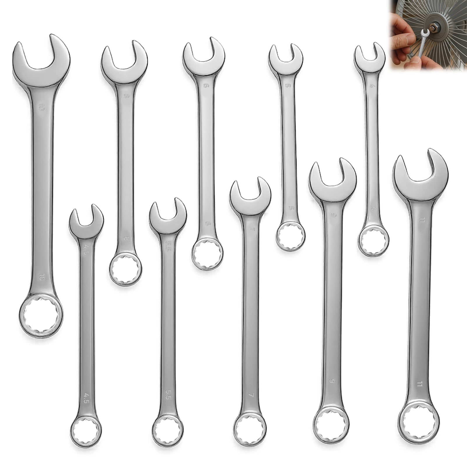 Dongnesi 10PCS Combination Spanner Set, Small Spanners Set, Mini Wrench Sets, Metric Small Ratchet Spanner Sets