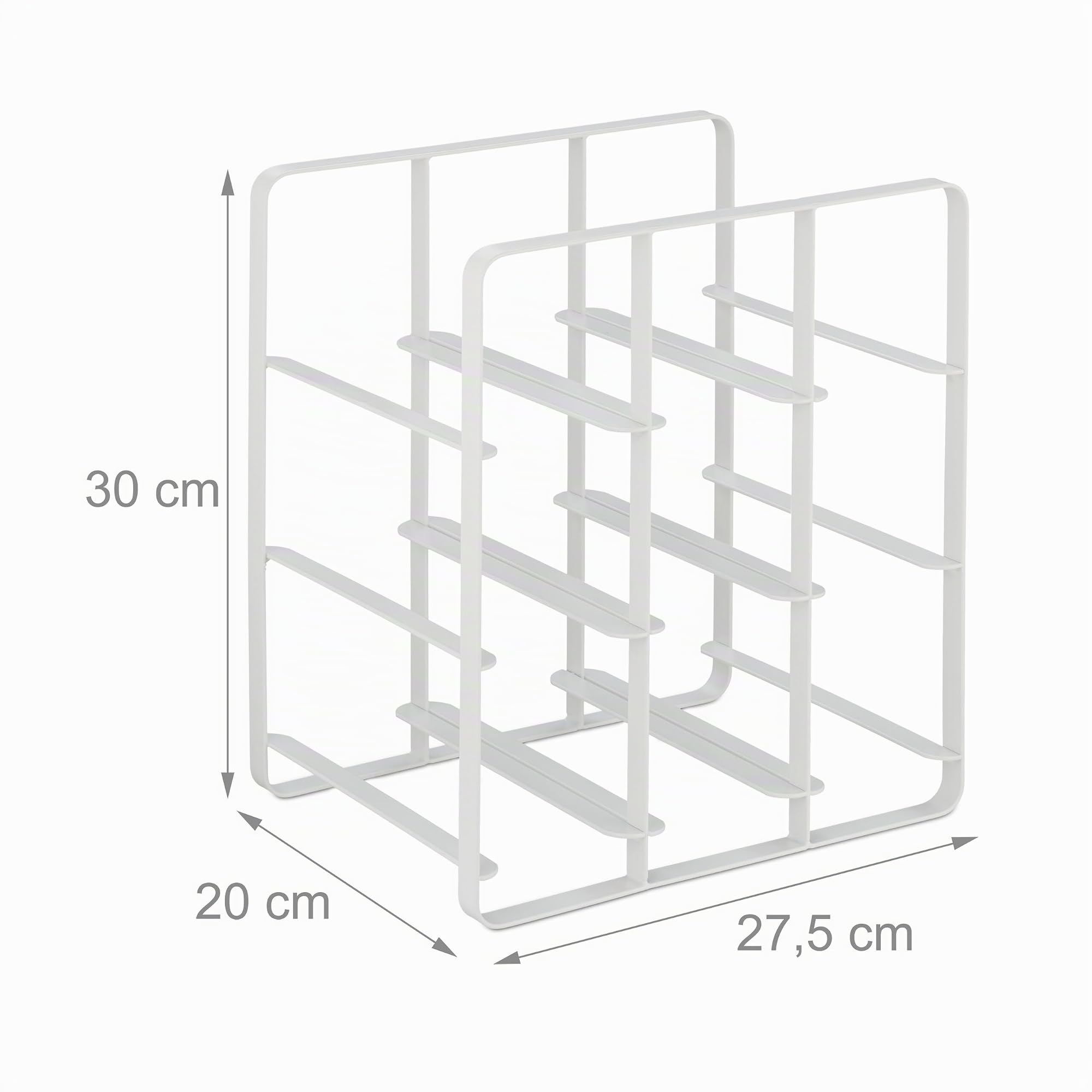 Relaxdays Cantinetta per 9 bottiglie, Scaffale Portabottiglie in Ferro Verniciato a Polvere, 30 x 27,5 x 20 cm, Bianco