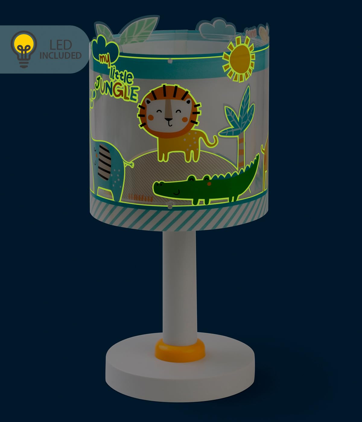 Dalber Lampada da tavolo o comodino per bambini My Little Jungle Animali Giungla, Leone, Elefante, 76011NT, G4-4W LED - Lampadina inclusa