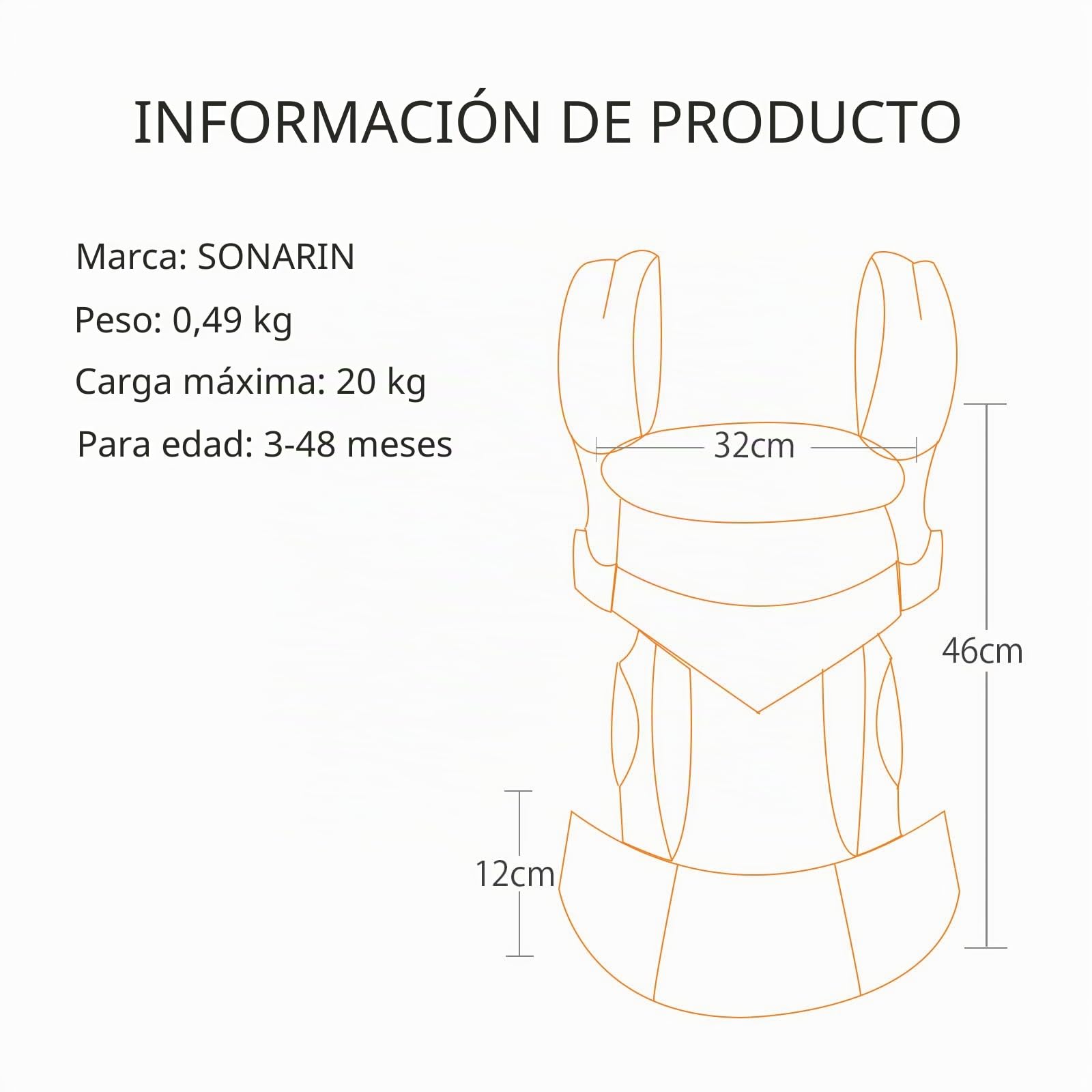 SONARIN 3 en 1 Mochila Portabebés Transpirable,Portabebés Ligero Multifunción Portador de Bebé Ergonómica para Recién Nacidos y Niños Pequeños 3-48 Meses,Todas las Posiciones(Gris)