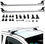 48 Inch Universal Car Top Roof Cross Bar Luggage Cargo Rack with 3 Kinds Clamp Silver Aluminum