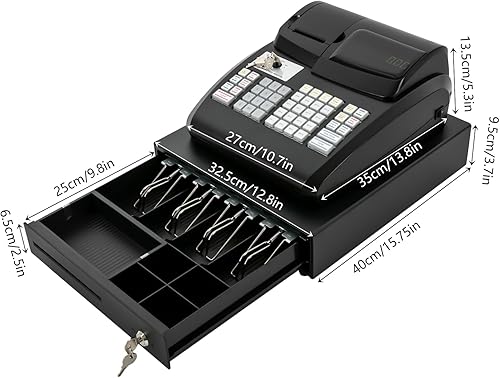 Miniatura 2 de Caja registradora electrónica comercial de 47 llaves, sistema de gestión de efectivo, caja registradora con pantalla LED, cabezal de impresión