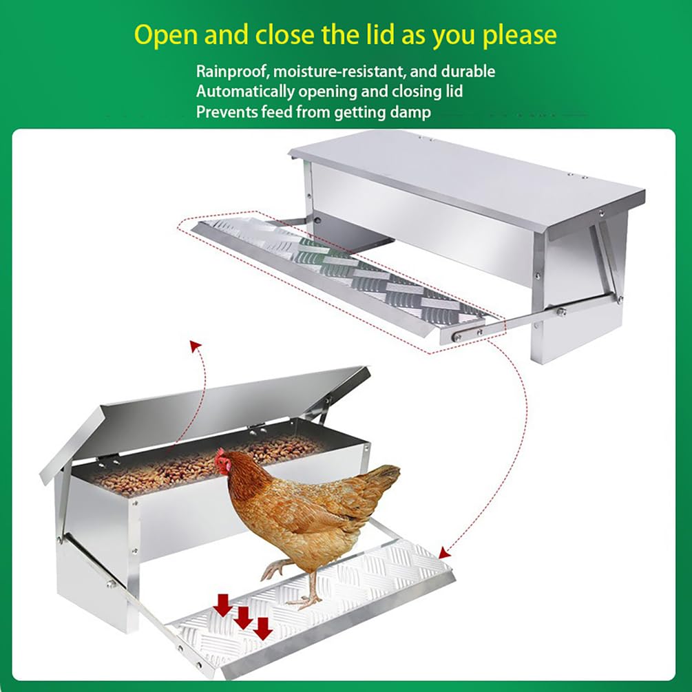 Alimentador automático de pollos de alta resistencia, equipo de alimentación de aves de corral operado con pies, accesorios para gallineros a prueba de roedores y lluvia