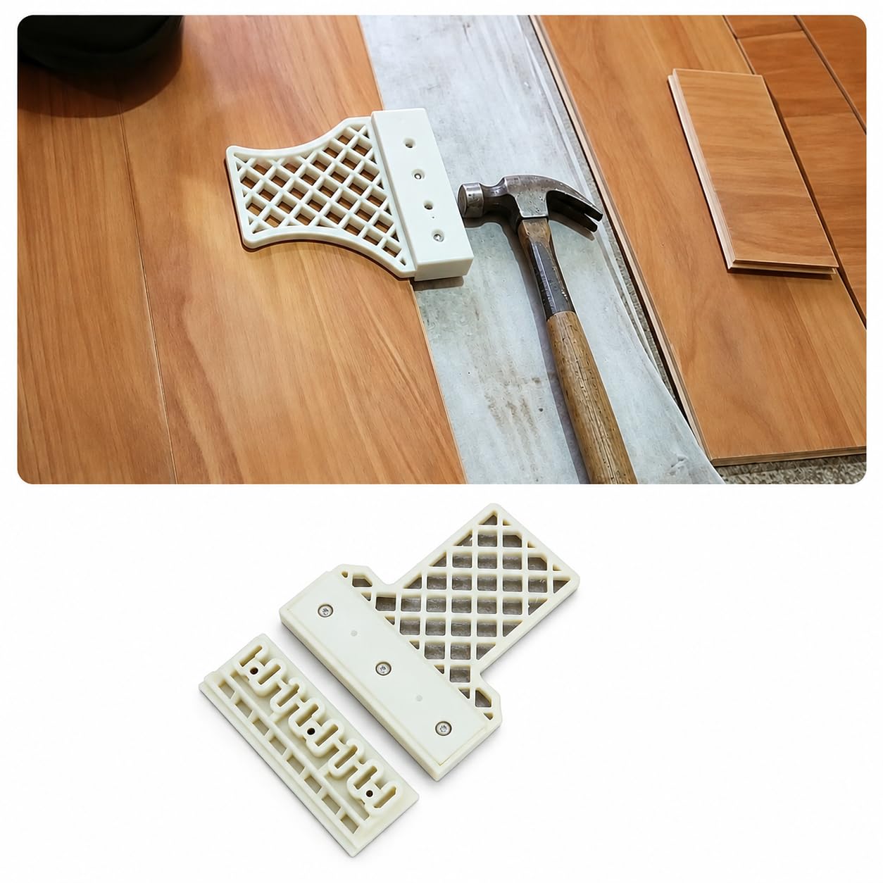 2 Pcs Tapping Block for Laminate Flooring Installation,Universal Composite Floor Gap Closer Fits L V U Barb Inclined Slots Woodworking Tool for DIY Projects,for Wood and Vinyl Plank Installation