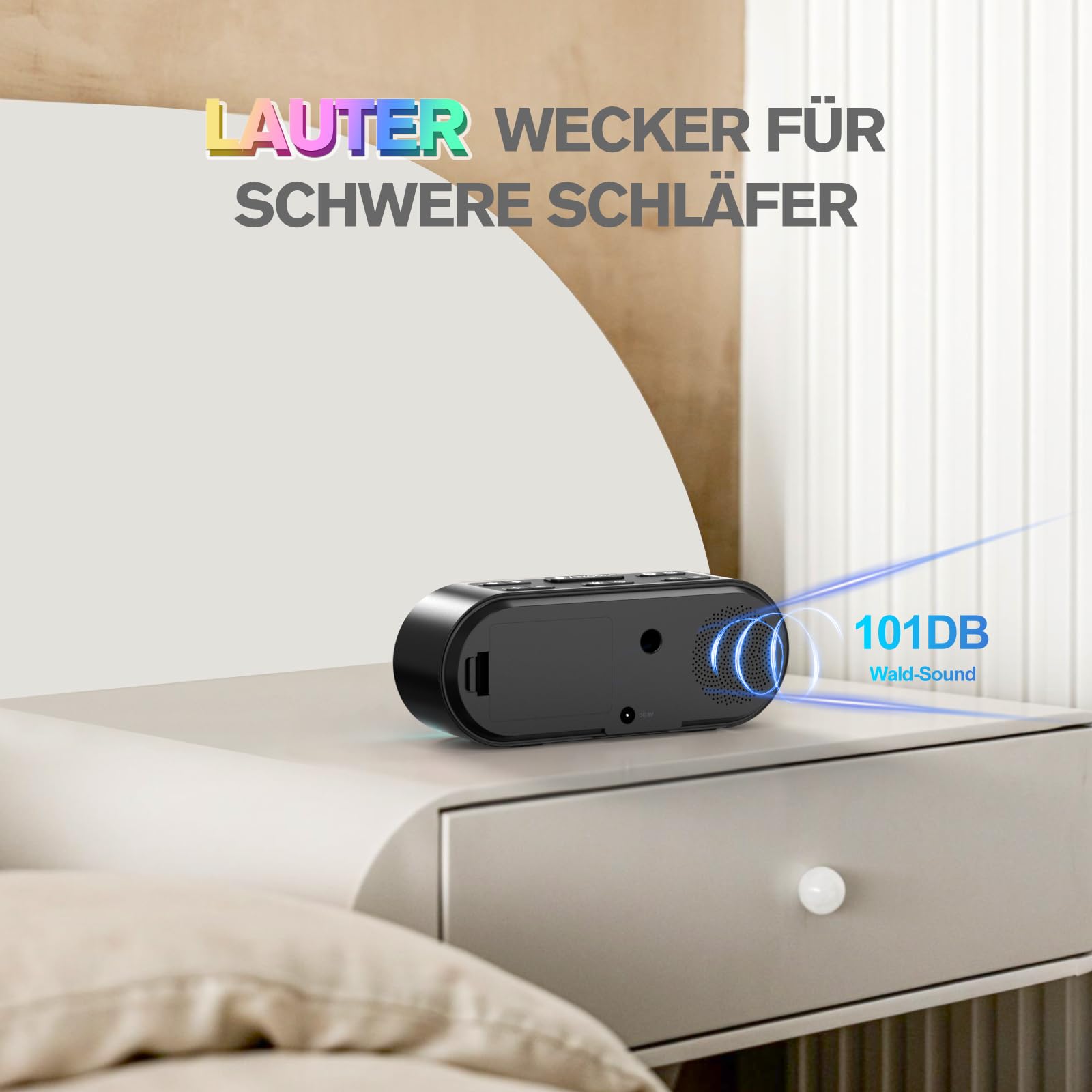 Reacher Adulti Sveglie Digitali, Modalità 7/5/2 Giorni, Led Luce Notturna, Timer Auto-spegnimento 15-120Min, 7 Suoni Sveglia, Display Regolabile, per Dormienti Pesanti, per la Camera da Letto