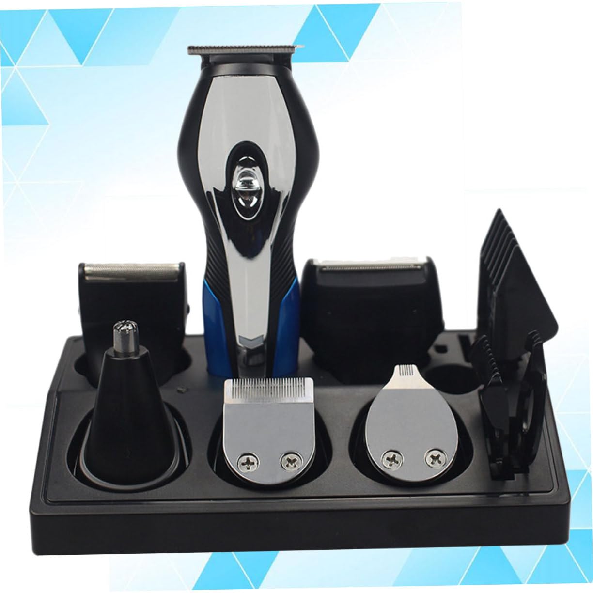 VALICLUD Kit Rasoio Elettrico Da Uomo Multifunzione Usb Ricaricabile Con Epilatore Naso, Pinzette e Accessori Da Barbiere Compatto Per Cura Viso e Barba in Acciaio Portatile
