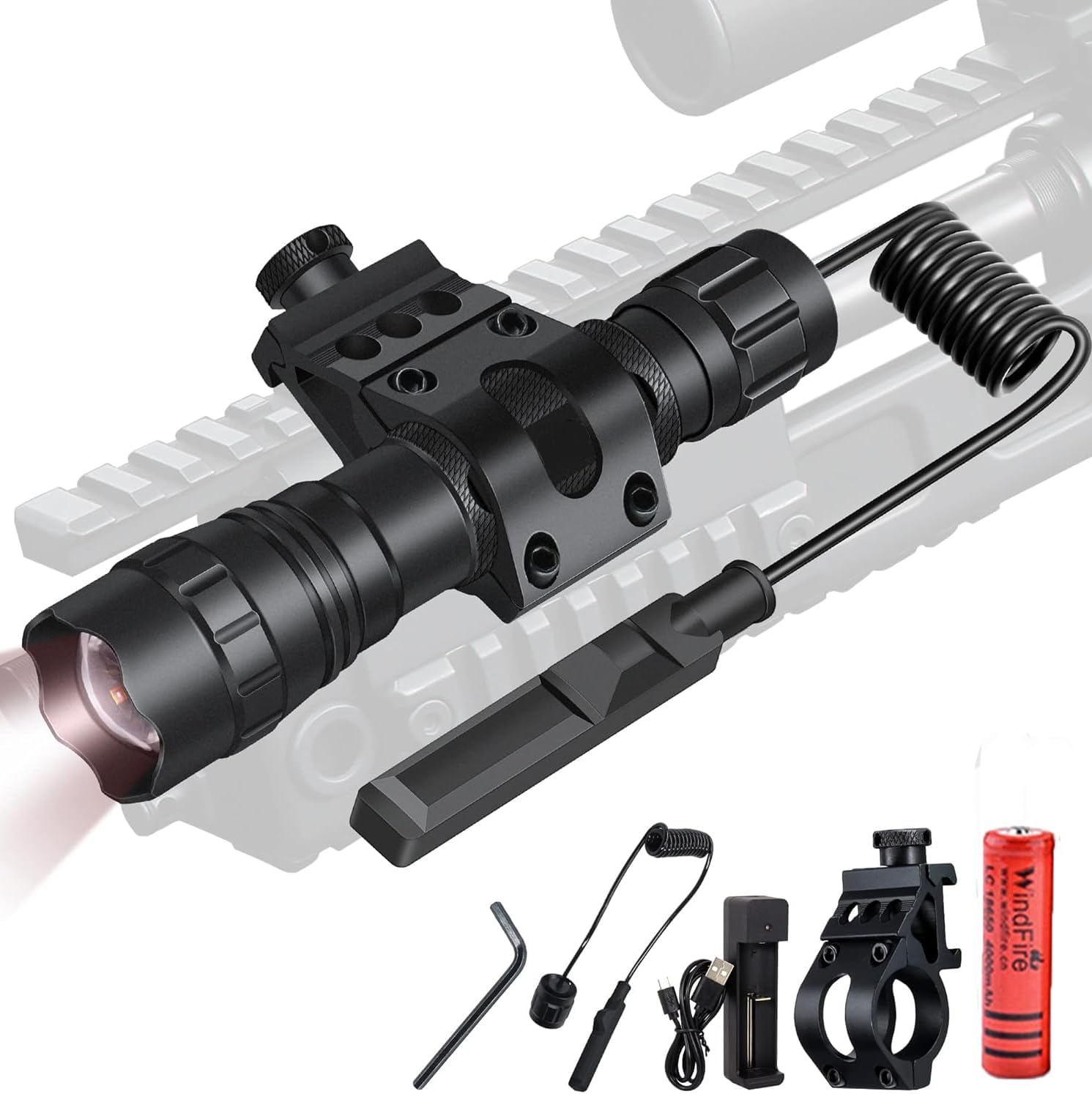 940nm IR LED Torch Infrared Light Rechargeable Flashlight,Night Vision Adjustable Focus Torches with Offset Mount, Remote Pressure Switch,Torch Kit for Hunting Coyote Hog Predator Pig