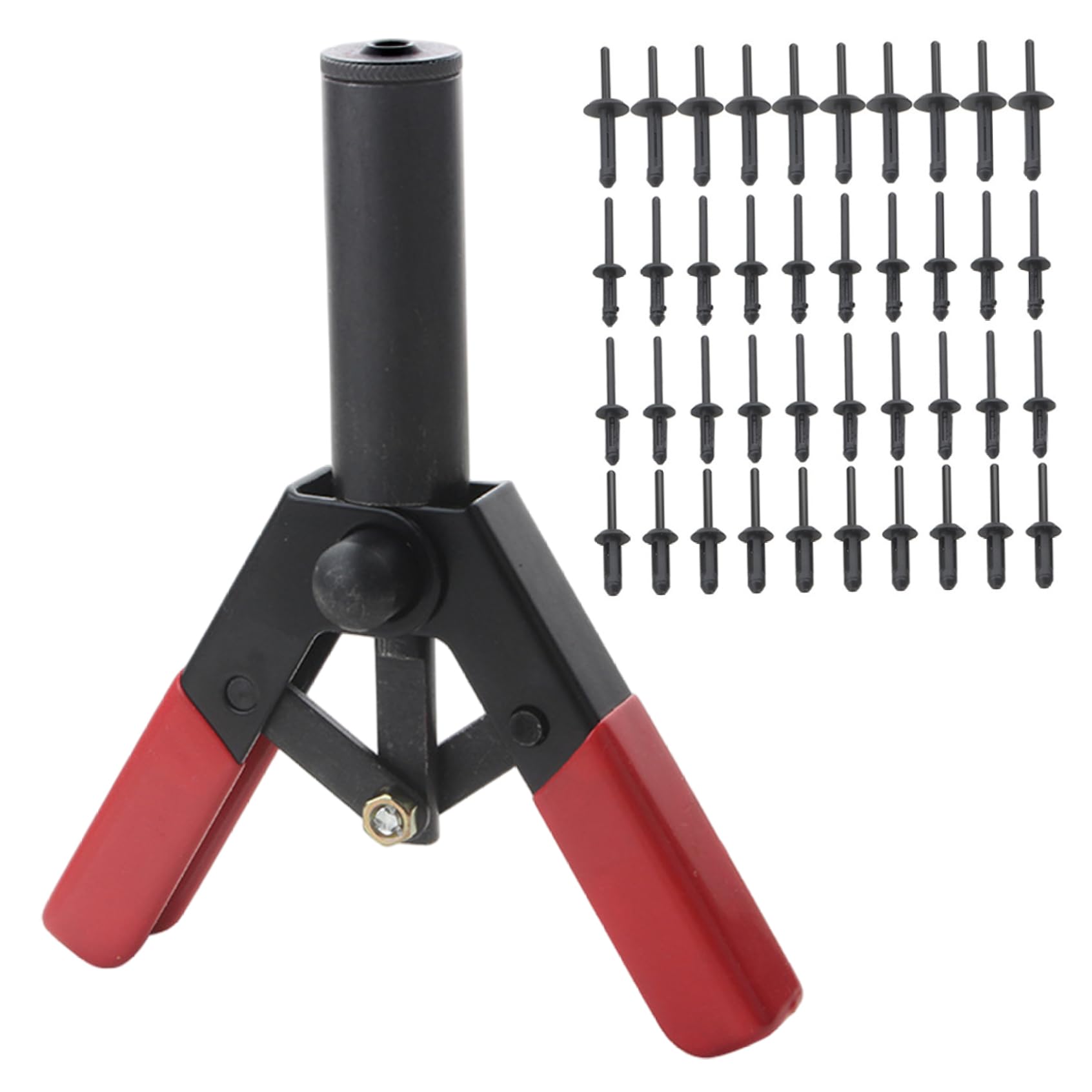 41PCS Rivet Gun Kit with 4 Sizes Plastic Rivet, Carbon Steel Removal Tool with Comfortable Grip for Fastening Door Panels and Car Trim Tool Removal Plastic