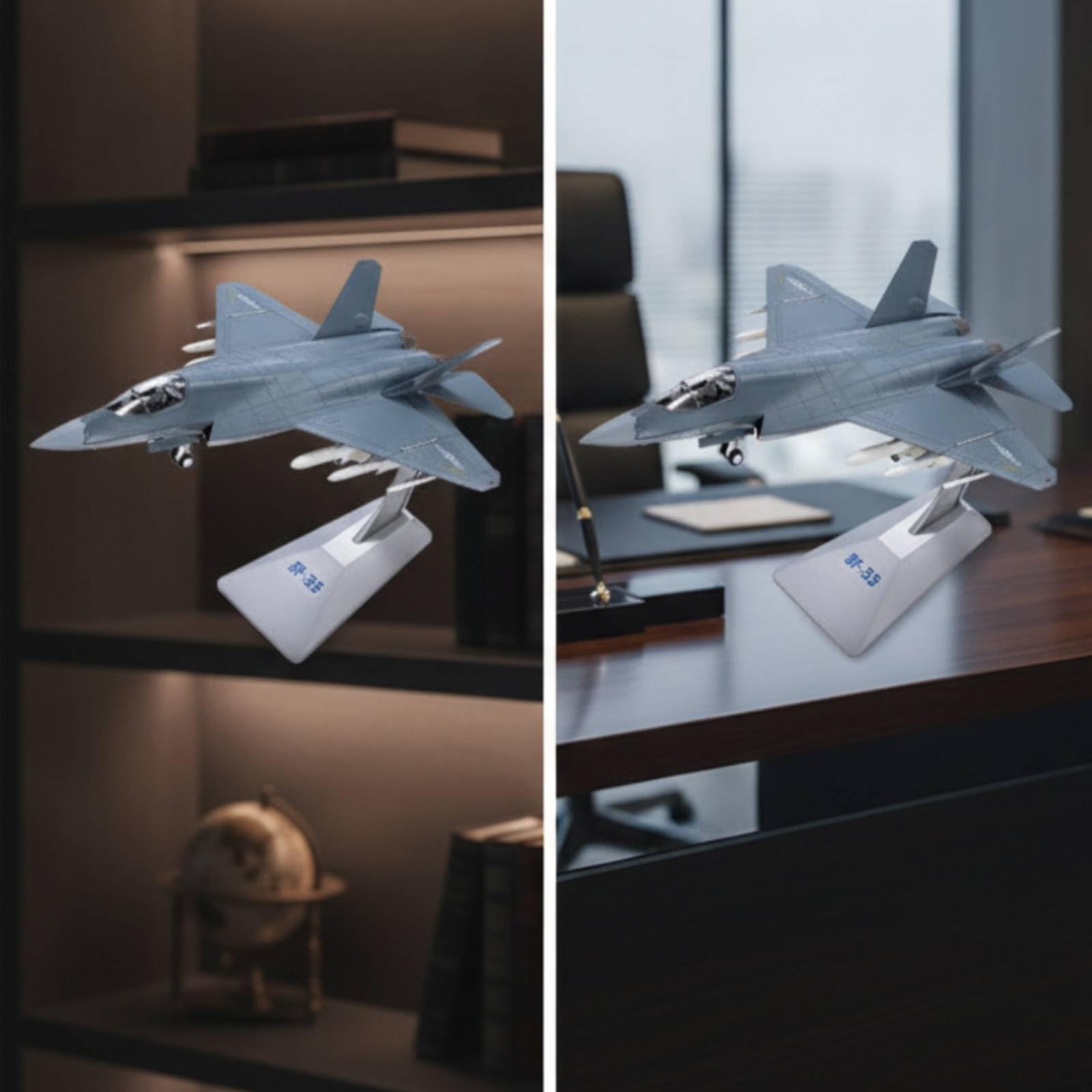 Aereo Modello Aereo Caccia Miniatura Espositore Lega Assemblato Finitura Realistica Riproduzione Fedele con Design Strutturale Definito E Piedistallo