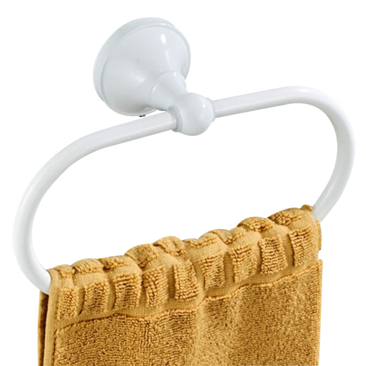 Flybath Oval Towel Ring Antique Brass Hanger Hand Towel Holder for Bathroom Kitchen Accessories Wall Mounted, White Finish